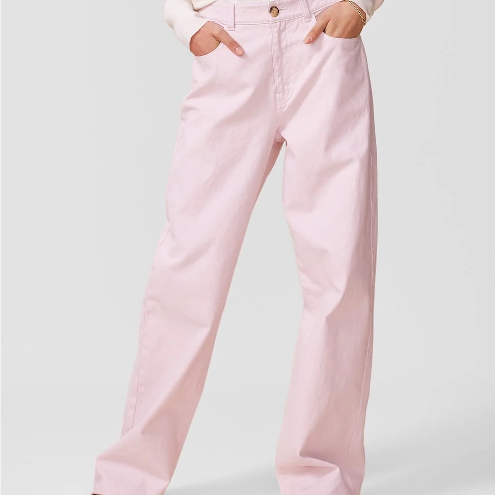 Wide Leg Pink Jeans High-Rise